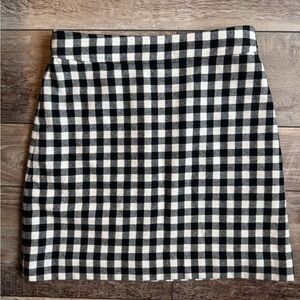 J Crew Black & White Gingham Mini Skirt